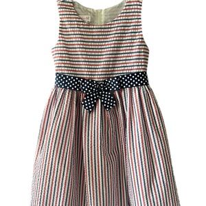 Strip and Polka Dot sash seersucker little cotton sundress preppy party event